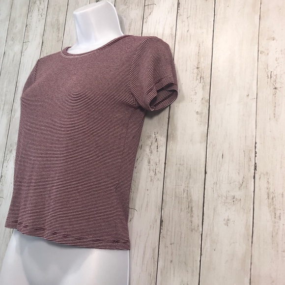 Brandy Melville Maroon Strip Stretchy Top OS - Picture 2 of 7